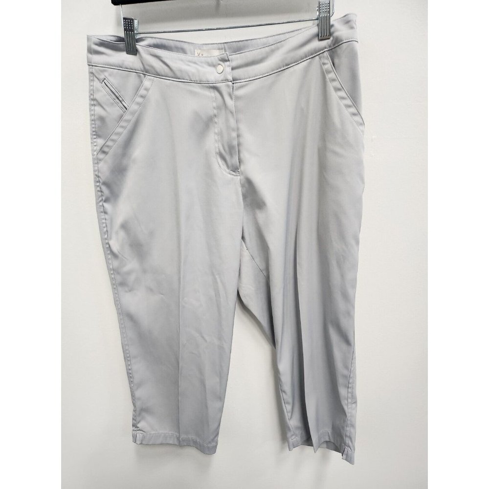 Lopez Womens Golf Capri Pants‎ Size 10 Gray Stretch Straight Leg Flat Front Crop